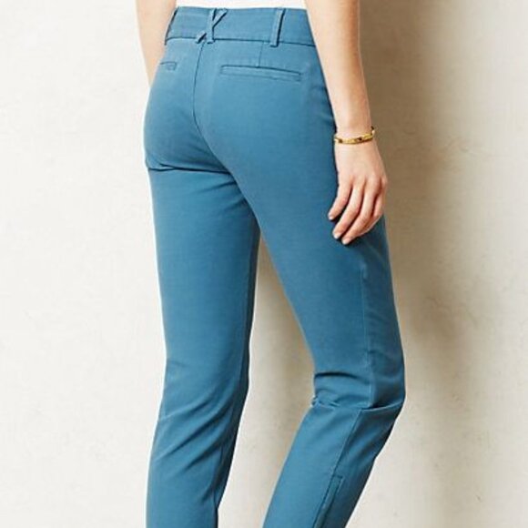 ANTHROPOLOGIE Charlie Trousers Ankle Mid-Rise Teal Pants With Leg Zippers - Picture 3 of 10